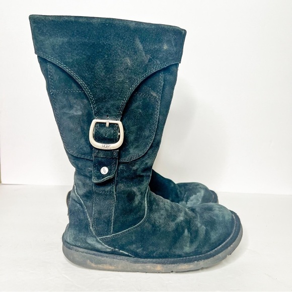 Ugg Cargo III Pocket Zip Buckle Side Back Zip Black Winter Sherpa Boots Snow - Picture 2 of 5